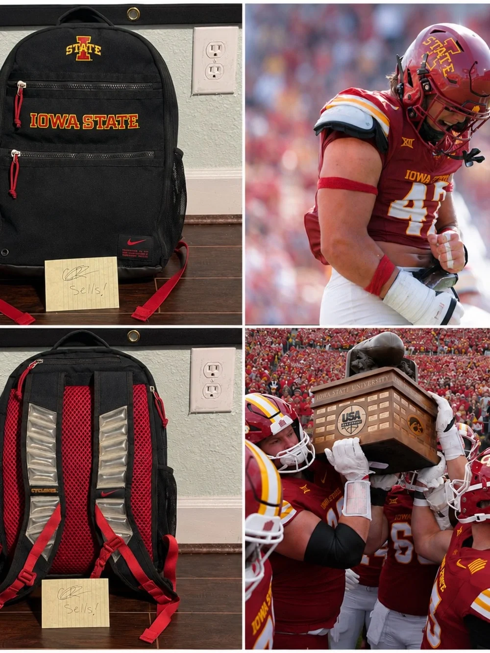 RARE Iowa State Cyclones Football Team Issued Nike Utility Heat Backpack 🏈